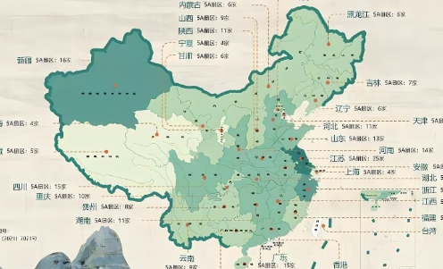 2024年文旅部公告的21家旅游景区为国家5A级旅游景区