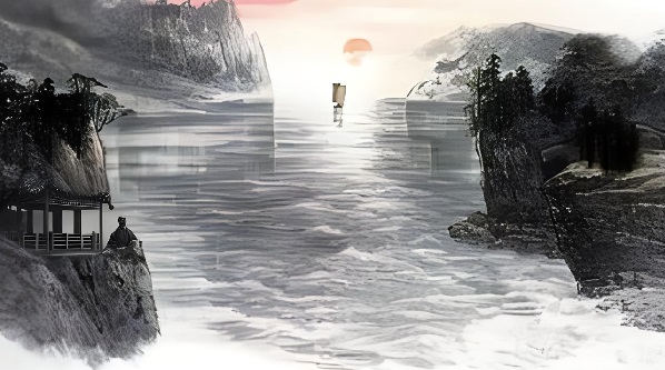 李白望天门山绝句：两岸青山相对出，孤帆一片日边来。